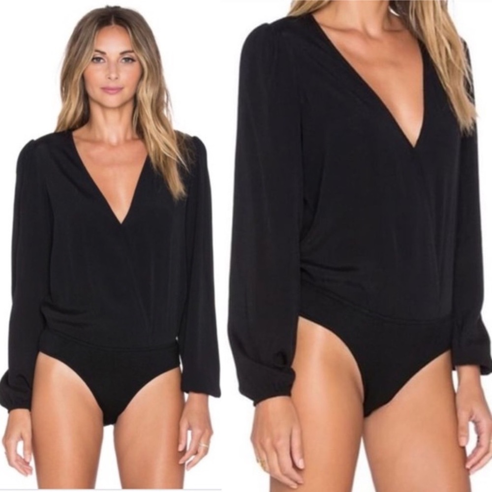 Lovers + Friends Vision Wrap Front Long Sleeve Bodysuit Size Large